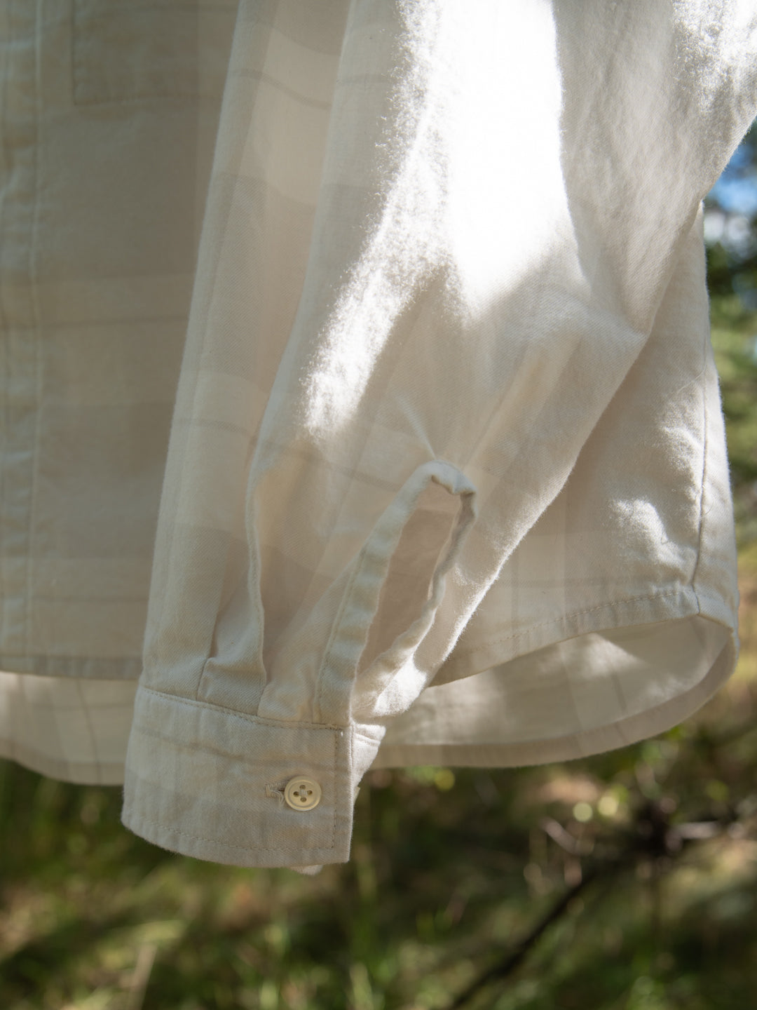 Crop Camp Collar Shirt - Windowpane Brushed Twill SAMPLE