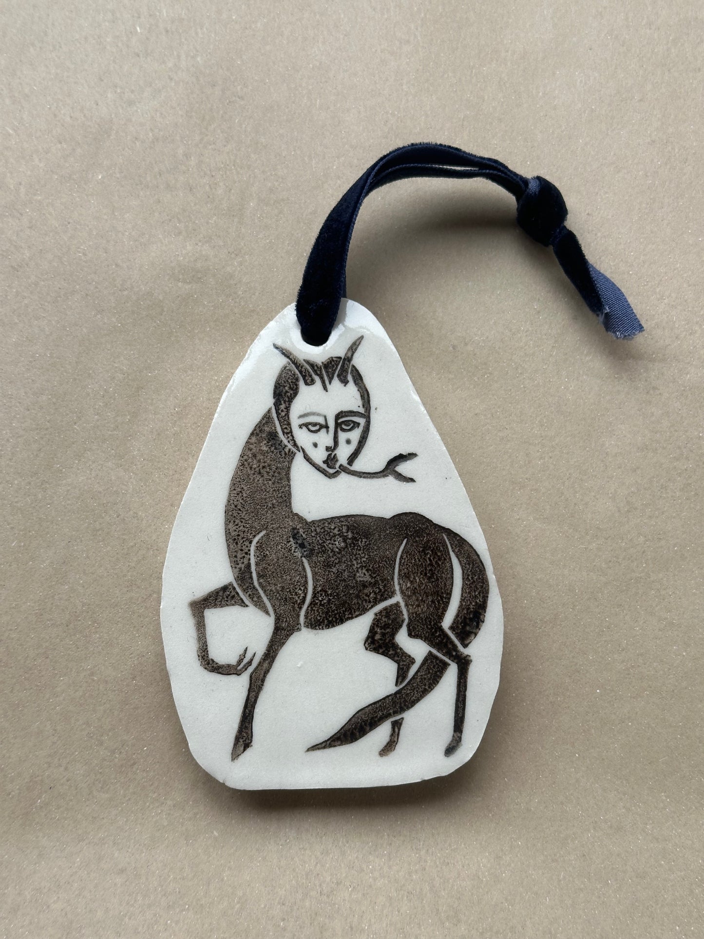 Deep Wood Wolf - Ceramic Ornament