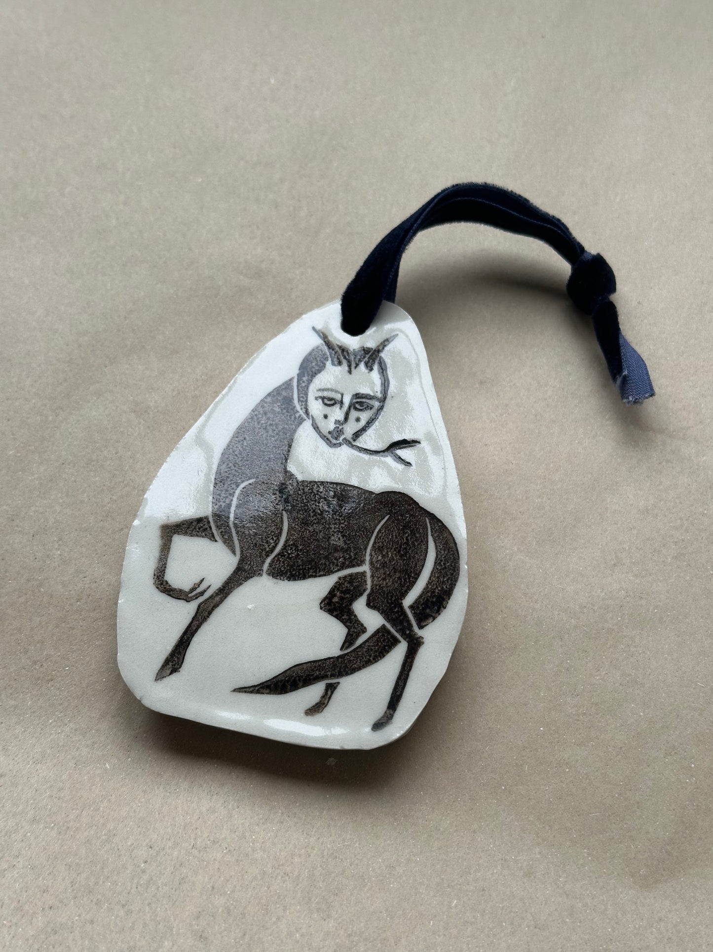 Deep Wood Wolf - Ceramic Ornament