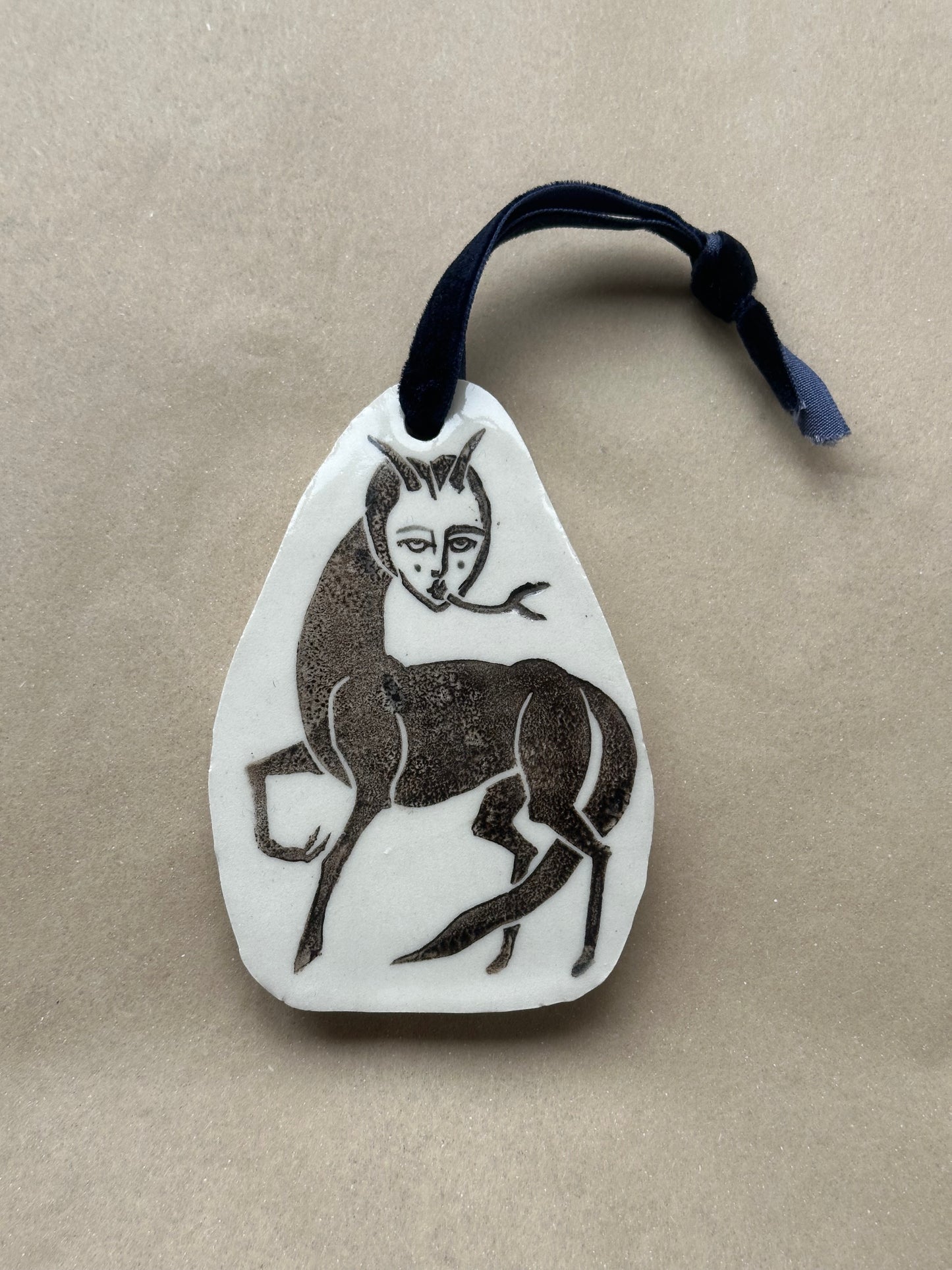 Deep Wood Wolf - Ceramic Ornament