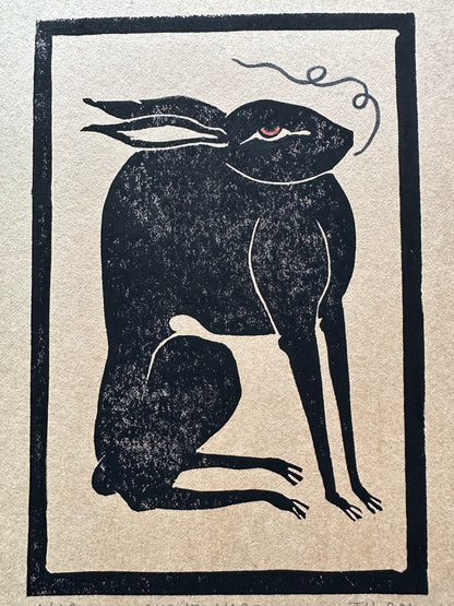 The Night Hare - Block Print