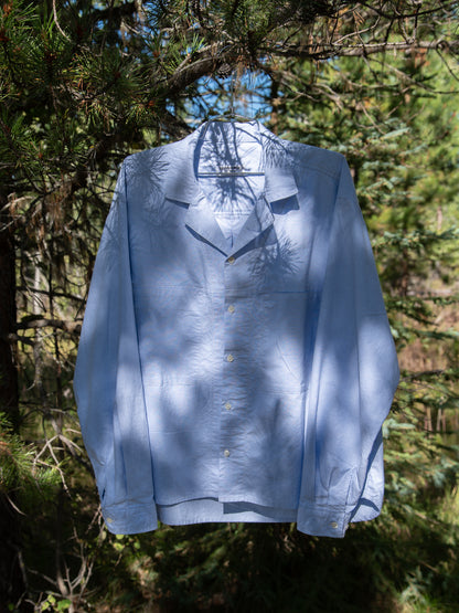 Crop Camp Collar Shirt - Blue Oxford