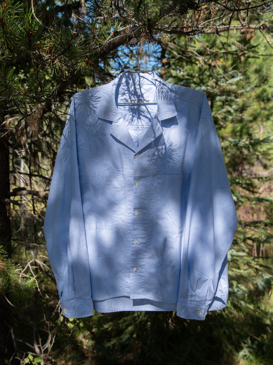 Crop Camp Collar Shirt - Blue Oxford