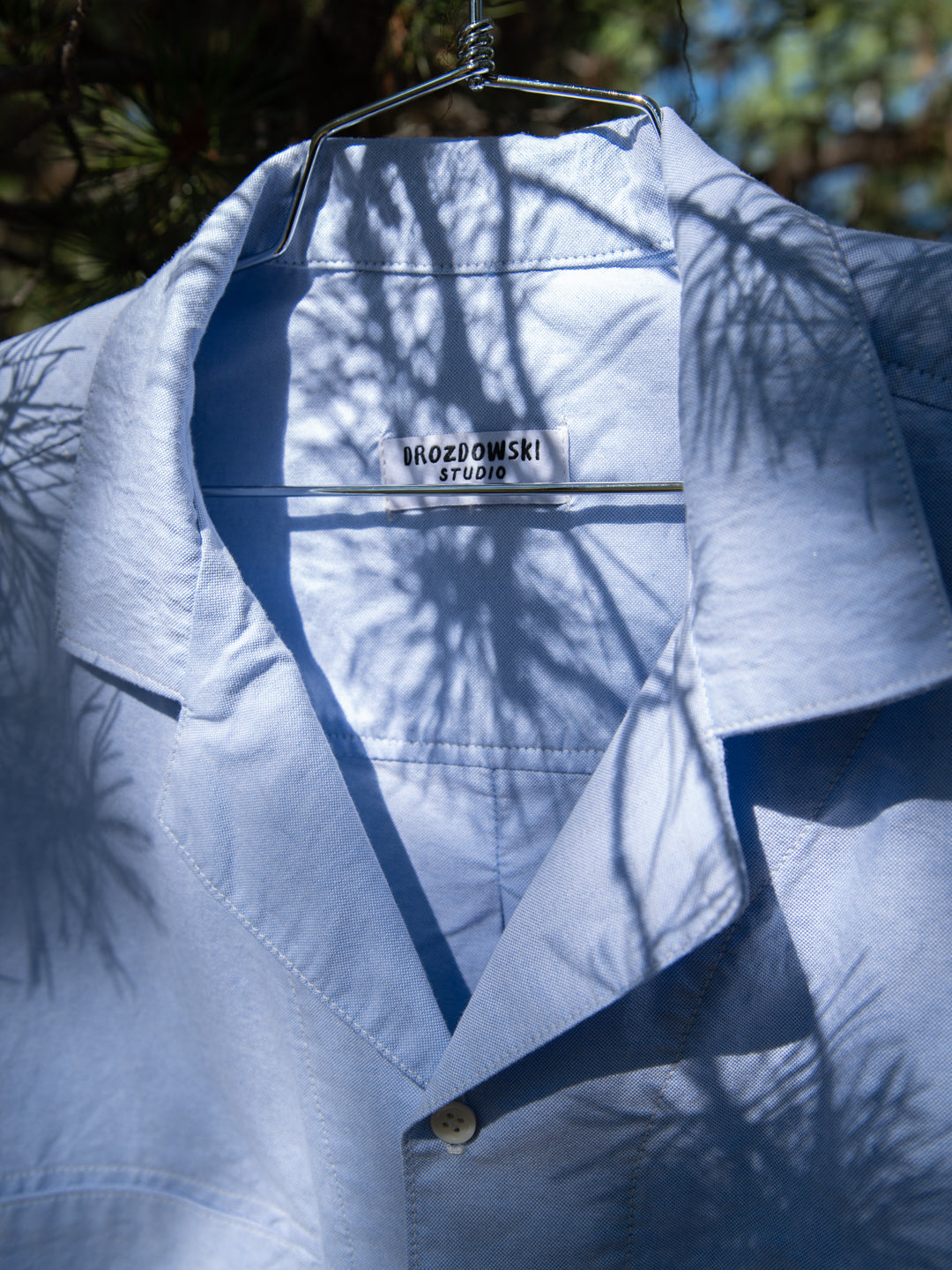 Crop Camp Collar Shirt - Blue Oxford
