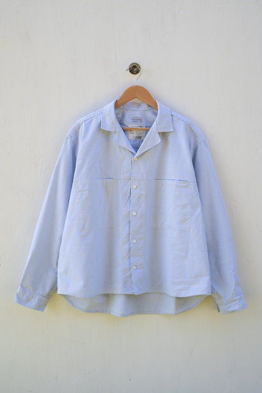 Crop Camp Collar Shirt - Blue Stripe Oxford