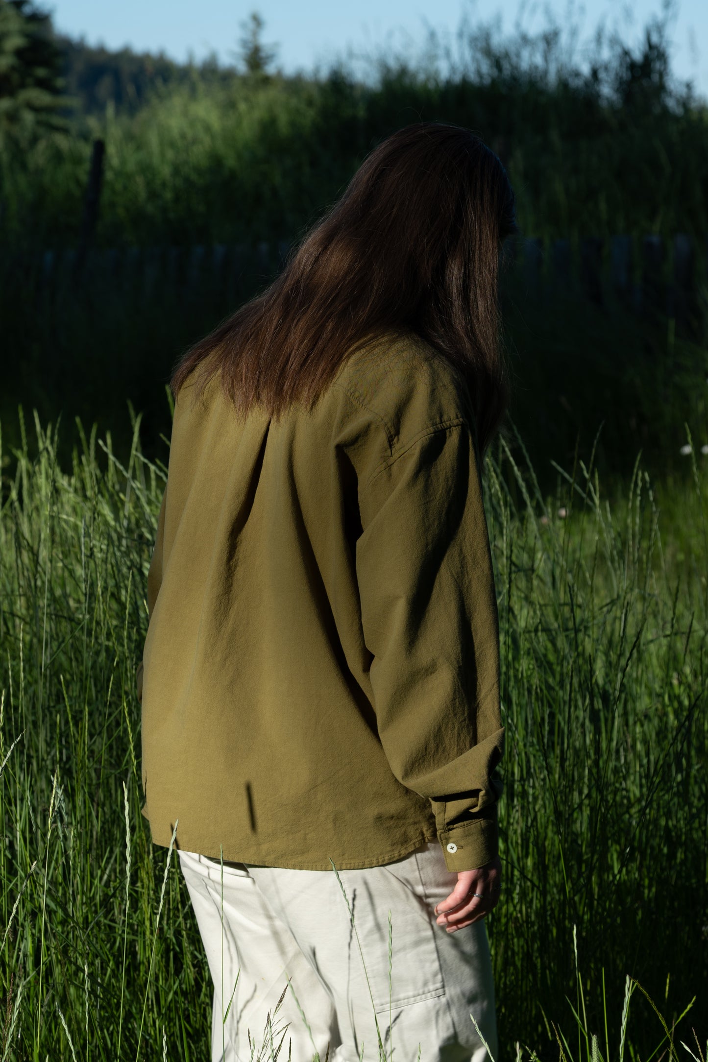 Crop Camp Collar Shirt - Moss