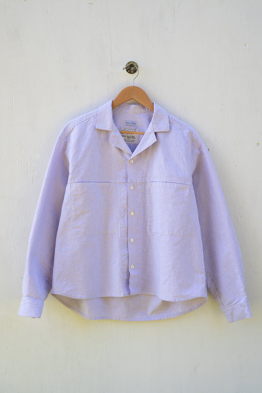 Crop Camp Collar Shirt - Purple Stripe Oxford