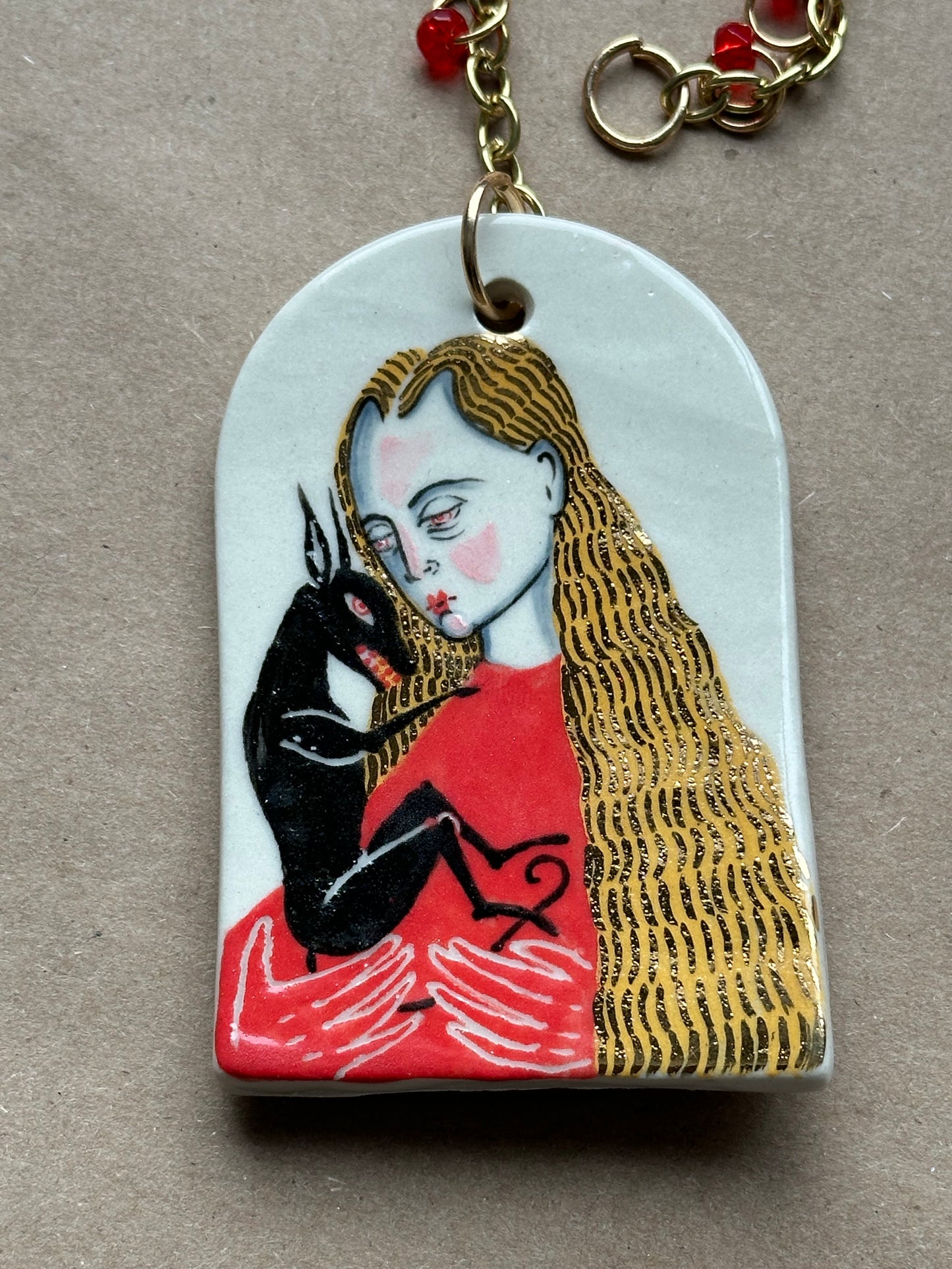 The Immaculate Wolf - Ceramic Wall Charm