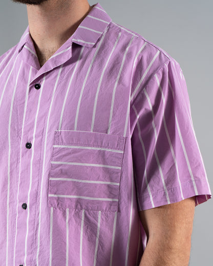 Striped Notch Collar Shirt Lilac