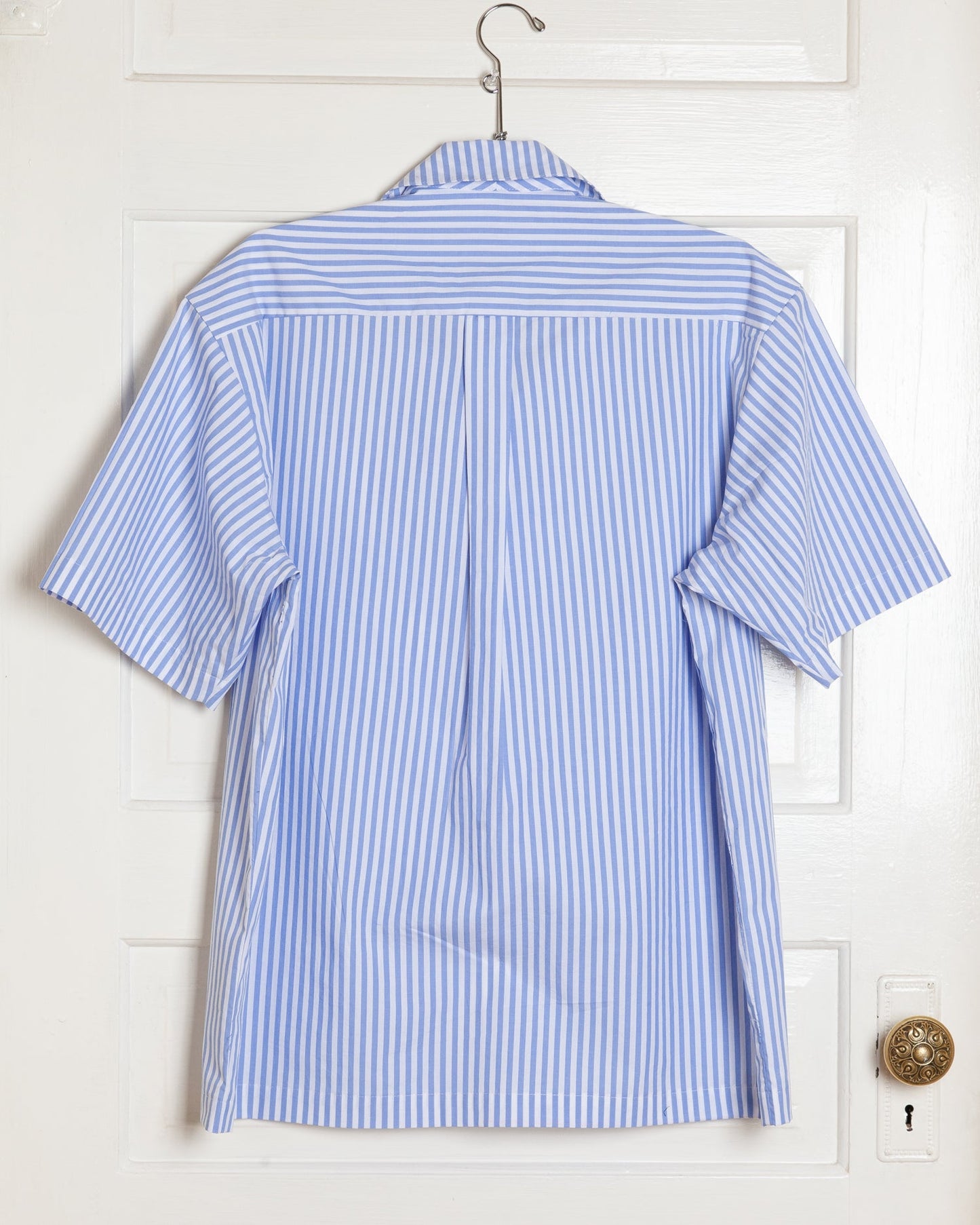 Striped Notch Collar Shirt Blue