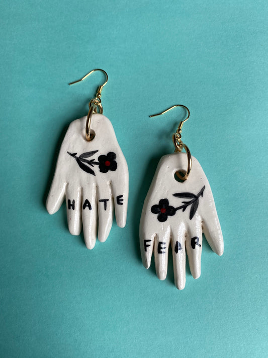 Unhelpful Hands - Ceramic Earrings